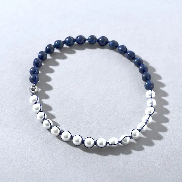 Minimalist yet Chunky Lapislazuli Pearl Beads Necklace