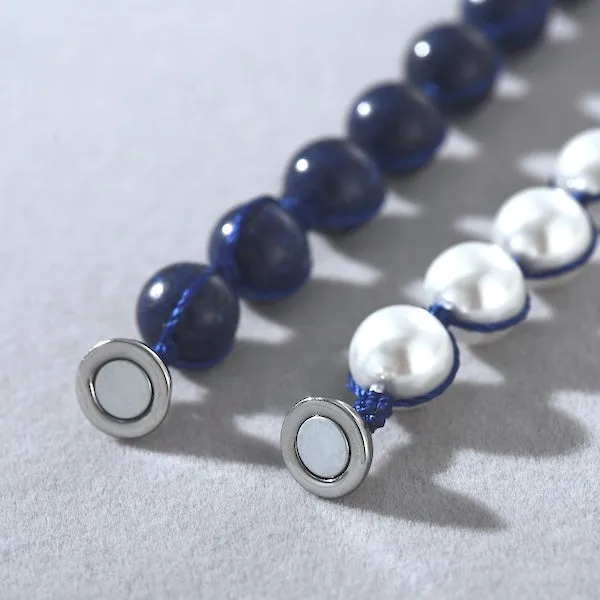 Minimalist yet Chunky Lapislazuli Pearl Beads Necklace