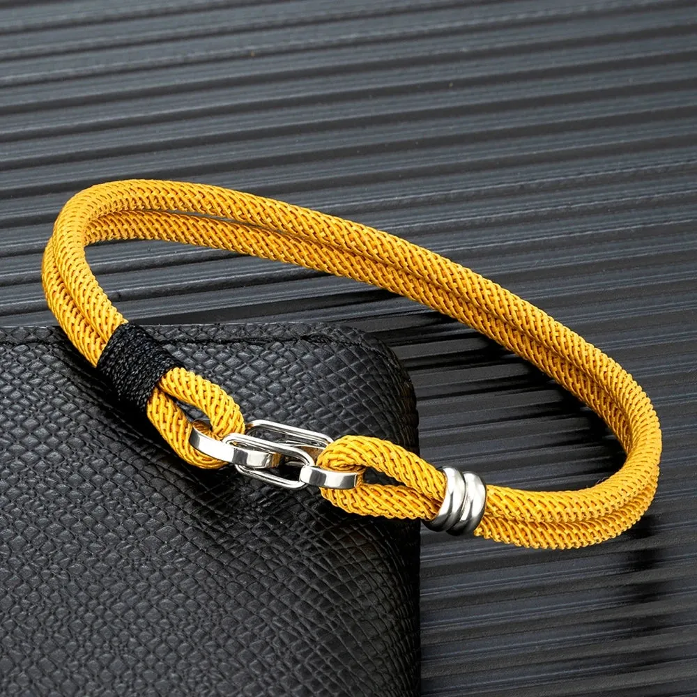 MKENDN Dainty Double Opening Clasp Bracelets Men Women Charm Waterproof Rope Bracelet Couple Jewelry Gifts