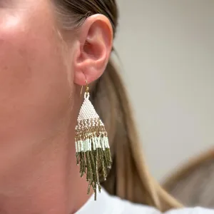 Modern Fringe Dangle Earrings - Olive