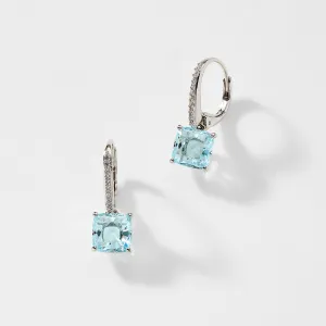 MODERN LOVE CUSHION CUT AQUA DROP EARRINGS