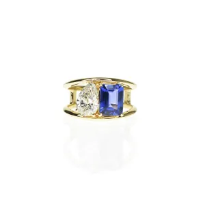 Moi Et Toi ring with Diamond and Tanzanite