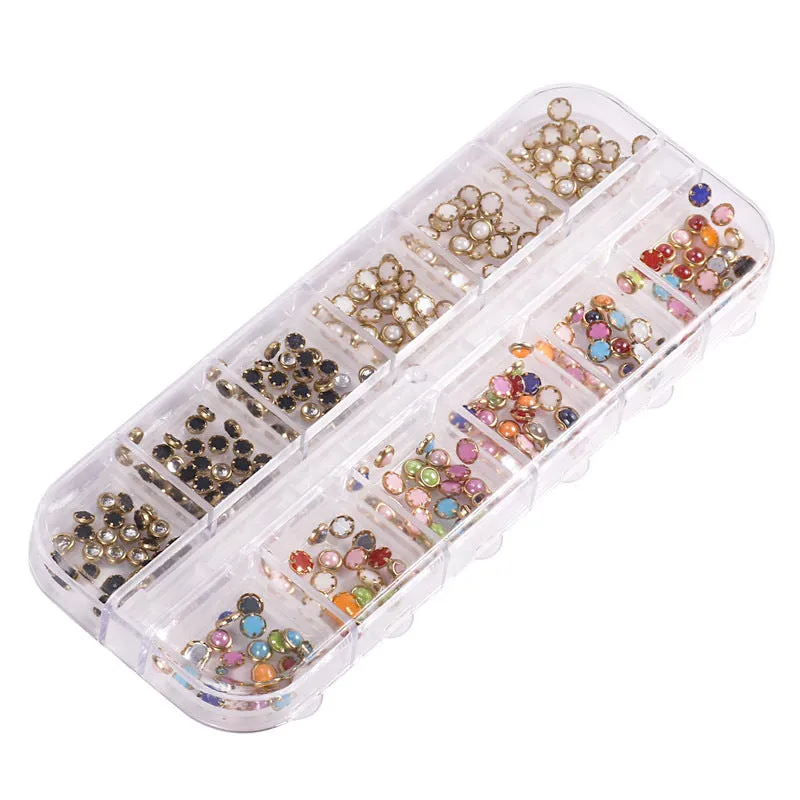 Multicolor Half Pearl Beads Stud Nail Art Tray