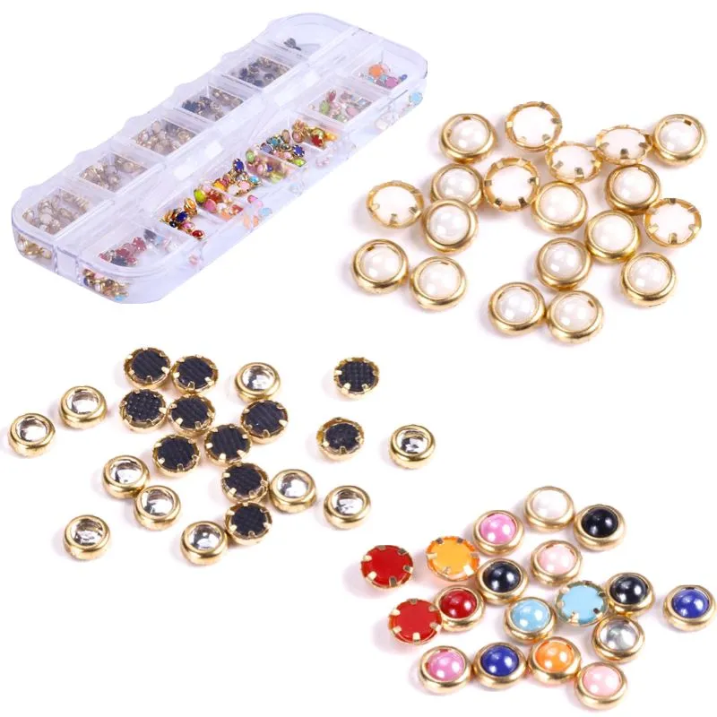 Multicolor Half Pearl Beads Stud Nail Art Tray