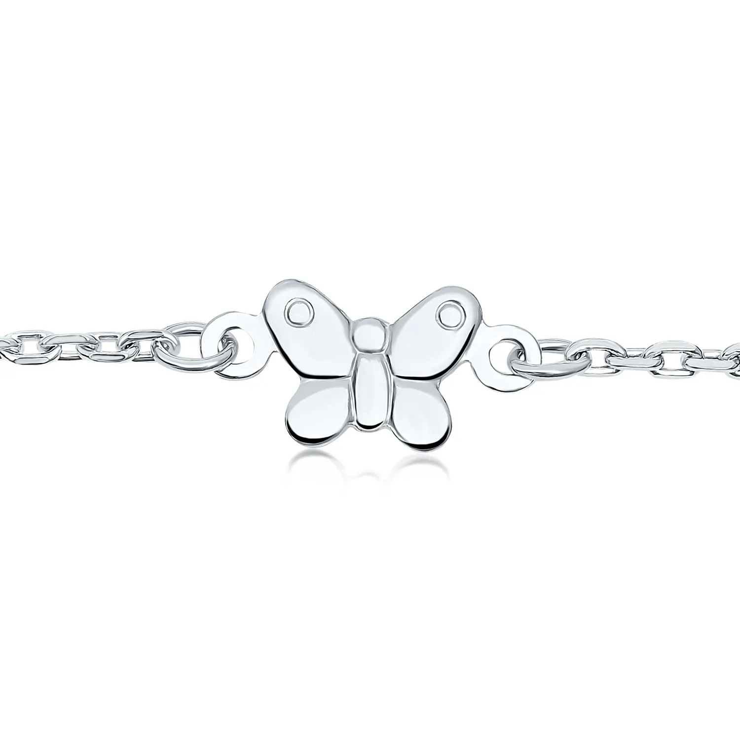 Nature Garden Charm Butterfly Anklet Ankle Bracelet Sterling Silver 9-10"