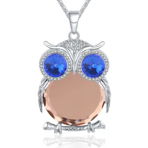 New Fashion Charms Crystal Owl Necklace Rhinestone Gem Cubic Zircon Diamond Long Chain Necklaces&Pendants Women Jewelry