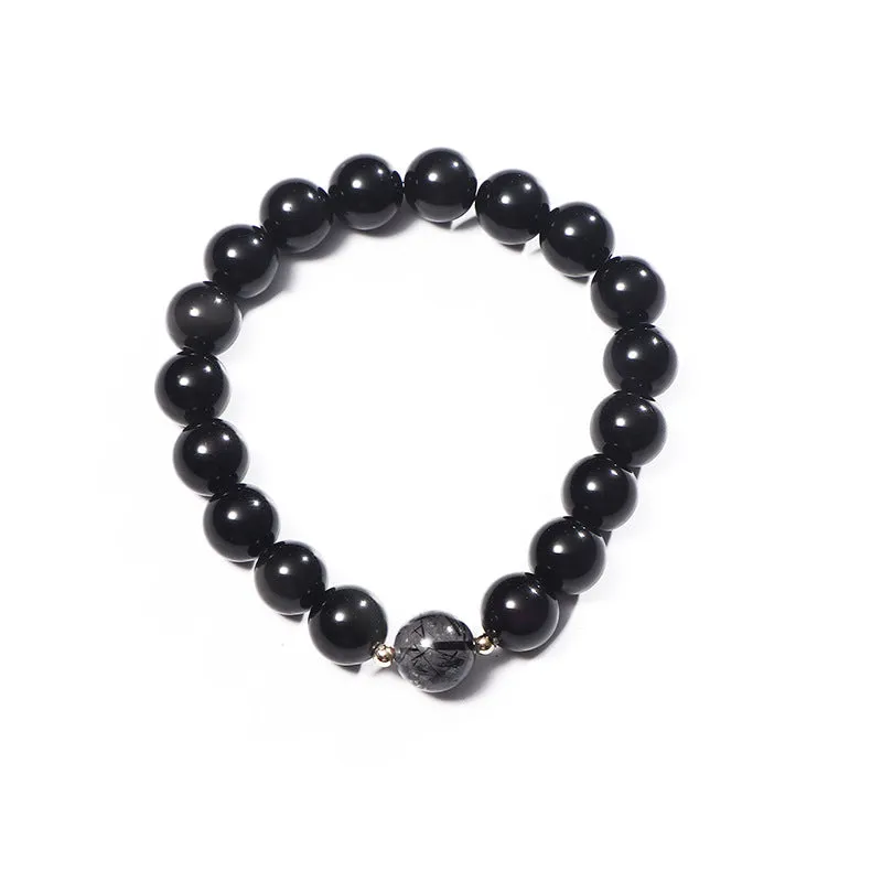 Obsidian Couples Bracelets Set for Men and Women