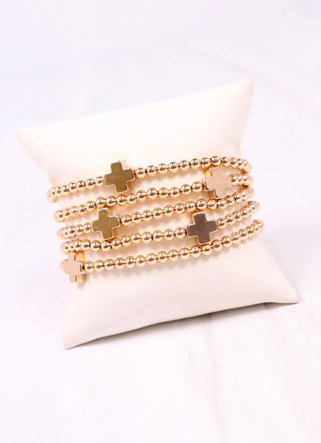 Olstead Cross Bracelet Set Gold