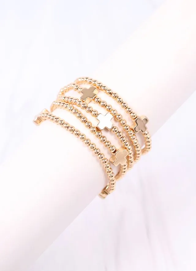 Olstead Cross Bracelet Set Gold