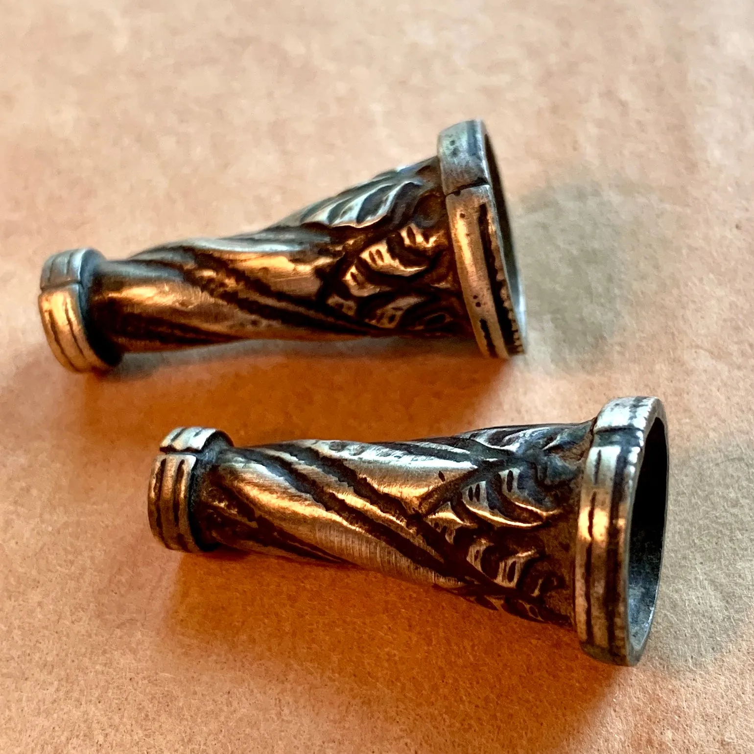 Pair of Antique Silver Cones, India