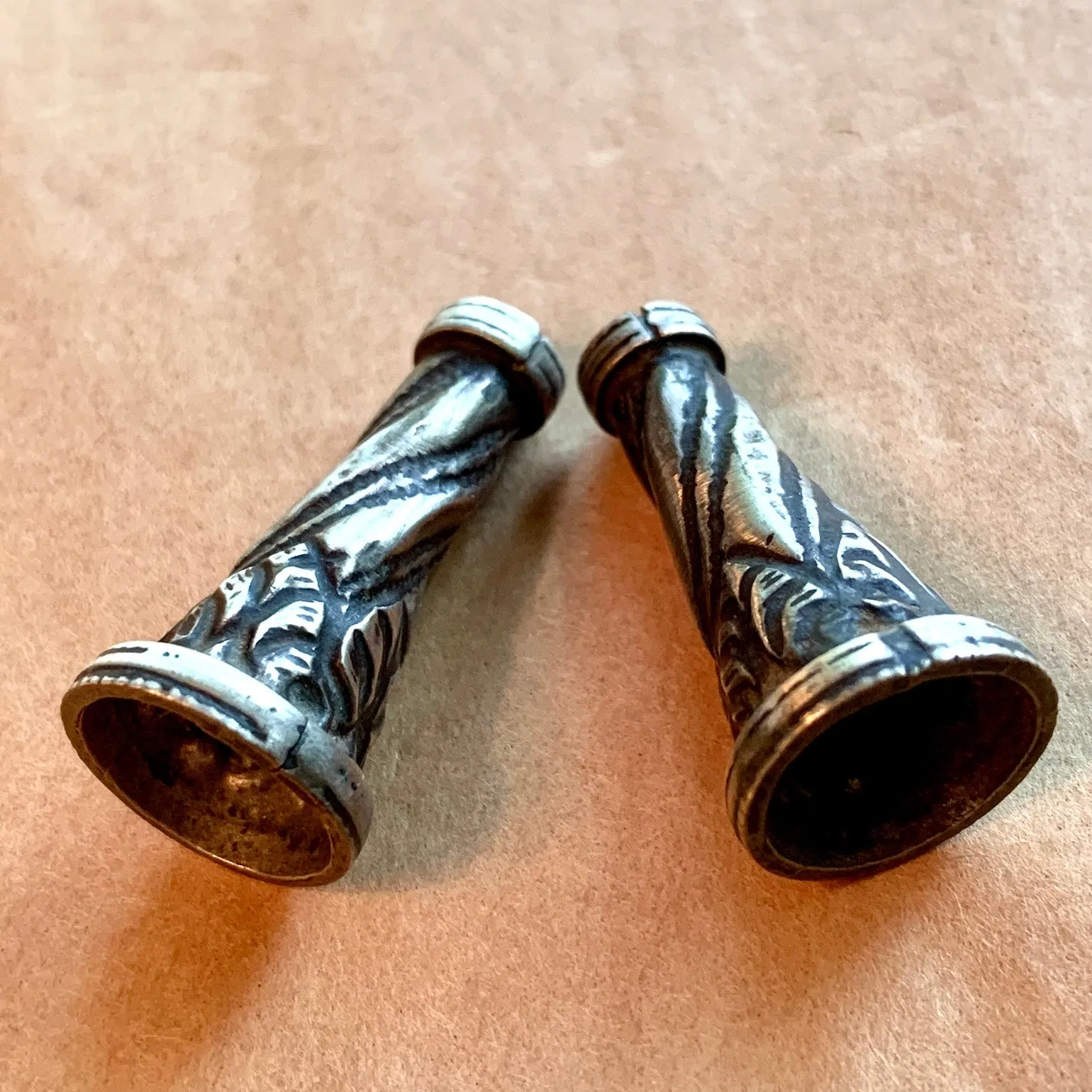 Pair of Antique Silver Cones, India