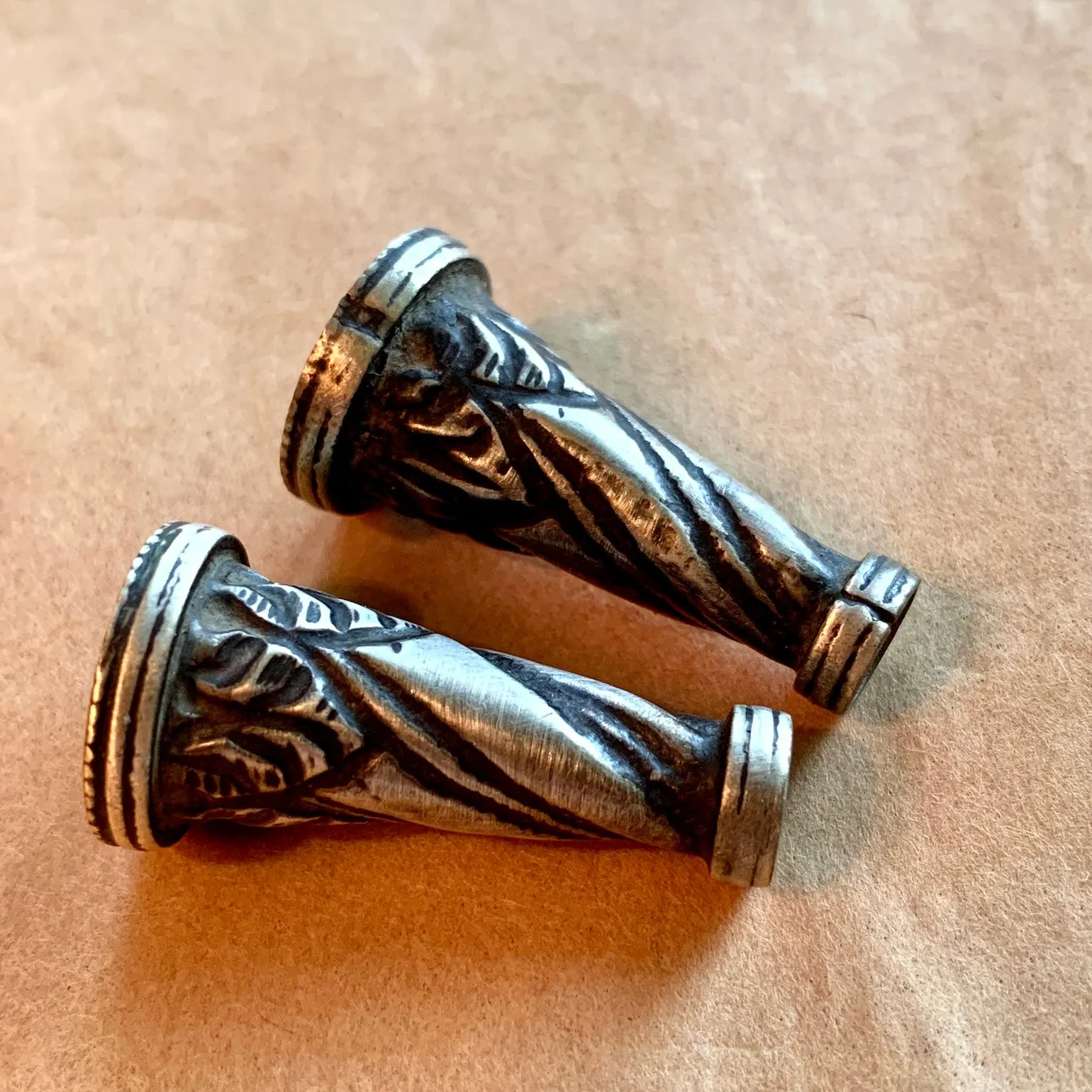 Pair of Antique Silver Cones, India