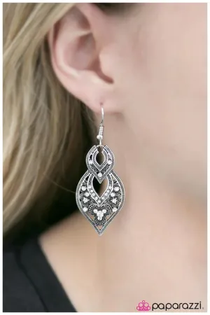 Paparazzi Earring ~ Casino Royale - White