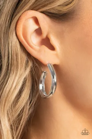 Paparazzi Earring ~ Champion Curves - Silver