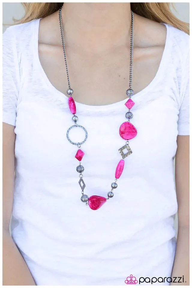 Paparazzi Necklace ~ All Mixed Up - Pink