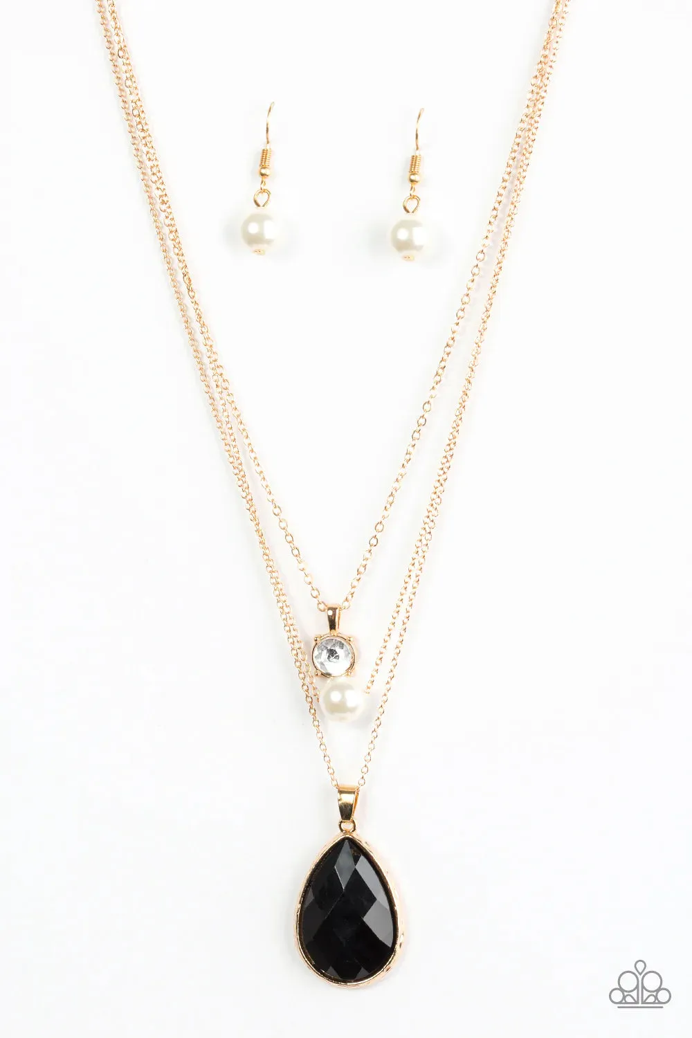 Paparazzi Necklace ~ Midnight Martinis - Gold