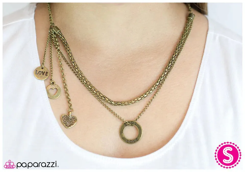 Paparazzi Necklace ~ Pulling at My Heartstrings - Brass