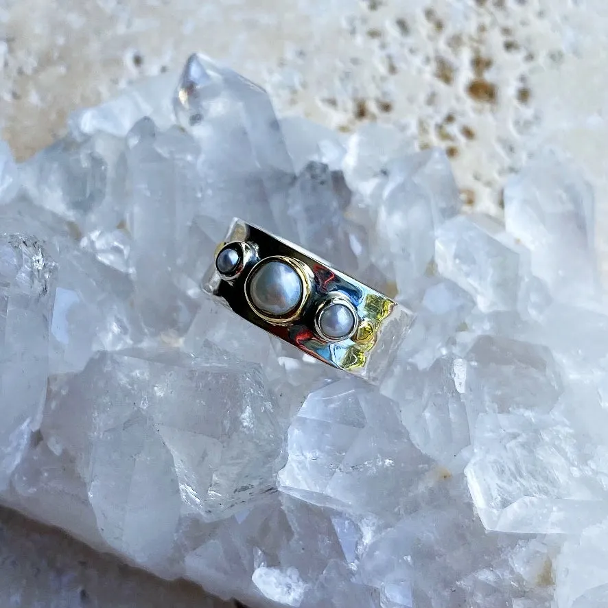 Pearl Gemstone Ring - Vermeil