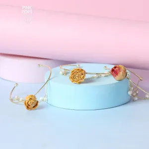 Pearly Ceramic Rose Bracelet