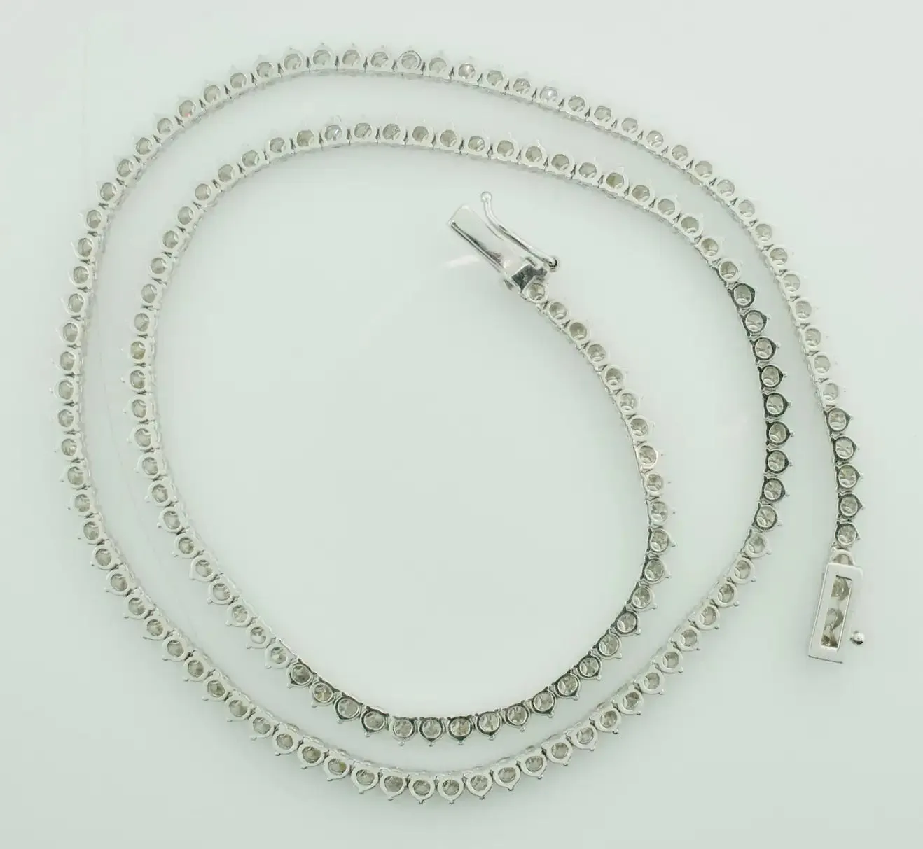 Petite Straight Line Diamond Necklace in White Gold