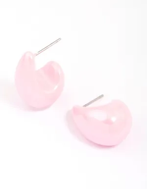 Pink Iridescent Teardrop Huggie Earrings