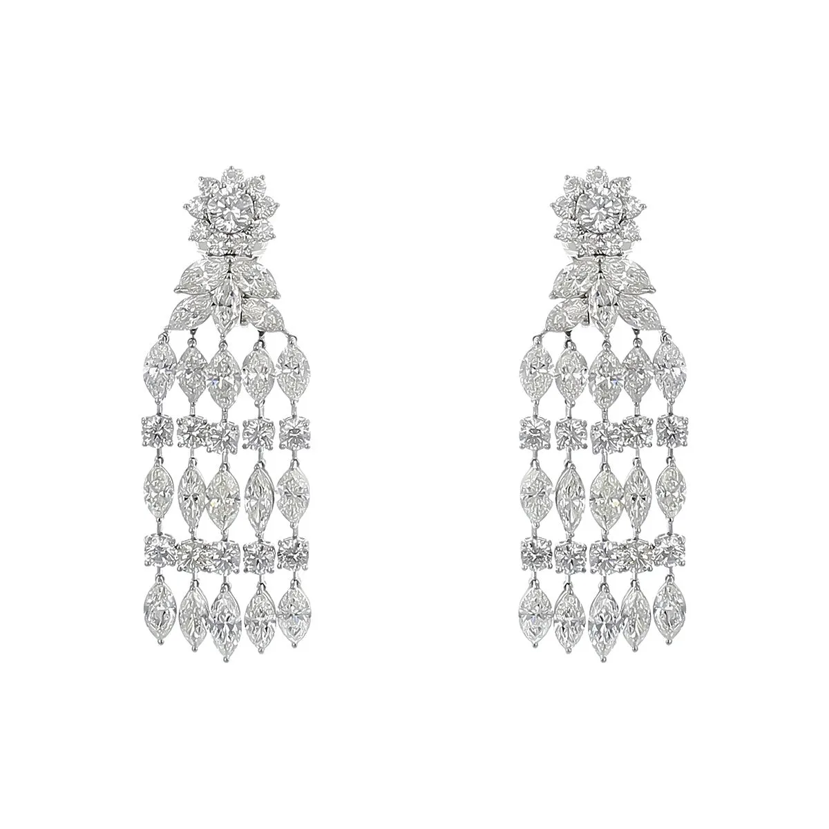 Platinum Diamond Chandelier Drop Earrings