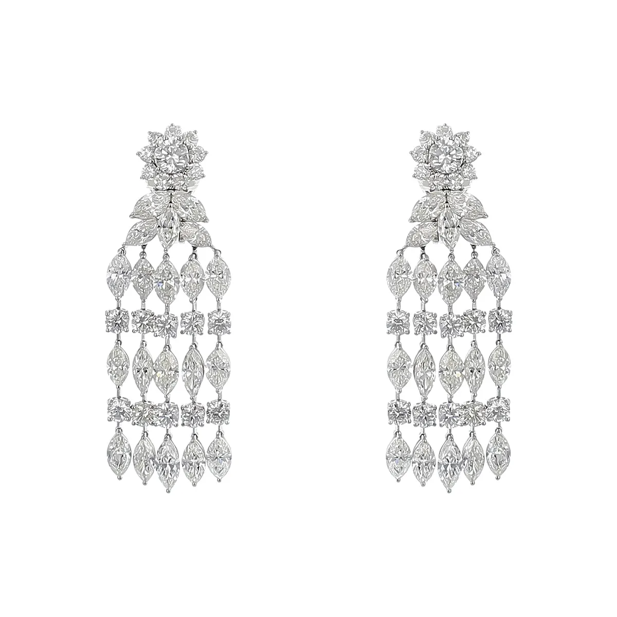 Platinum Diamond Chandelier Drop Earrings