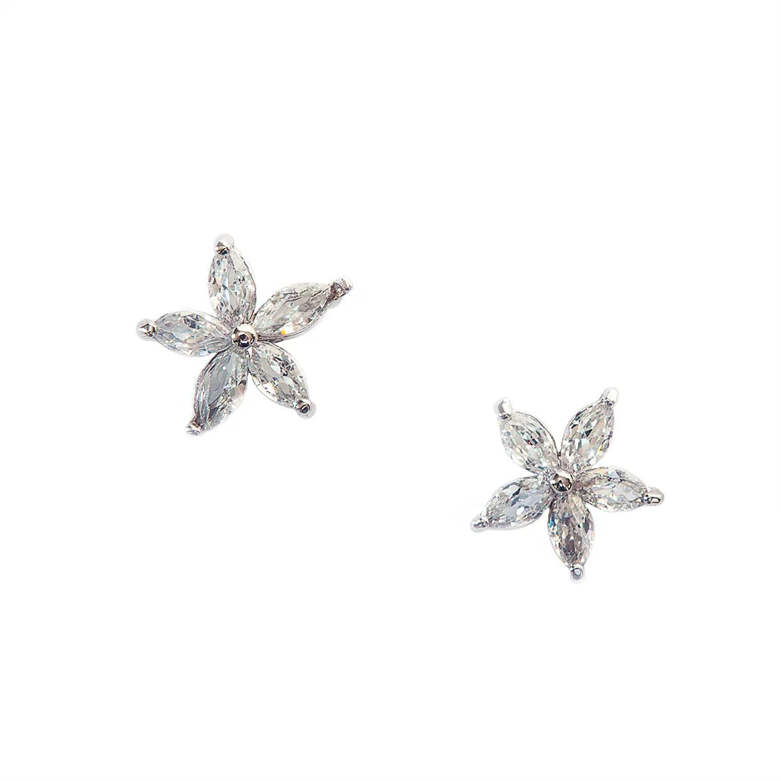 Pretty Crystal Flower Stud Earrings