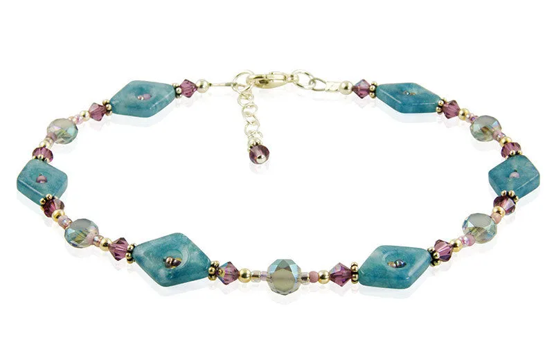 Purple Blue Quartz Gemstone Anklet