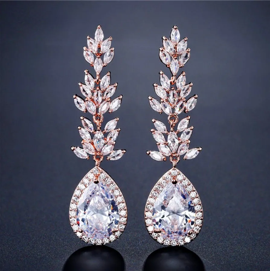 "Aleda" - Cubic Zirconia Bridal Earrings - More Colors Available