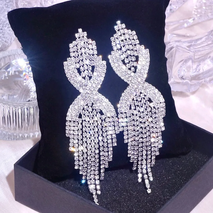 "Mackenzie" - Silver Rhinestone Bridal Earrings