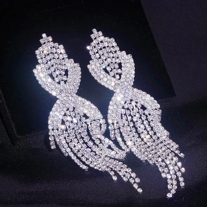 "Mackenzie" - Silver Rhinestone Bridal Earrings