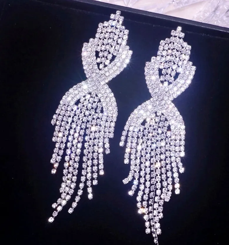 "Mackenzie" - Silver Rhinestone Bridal Earrings