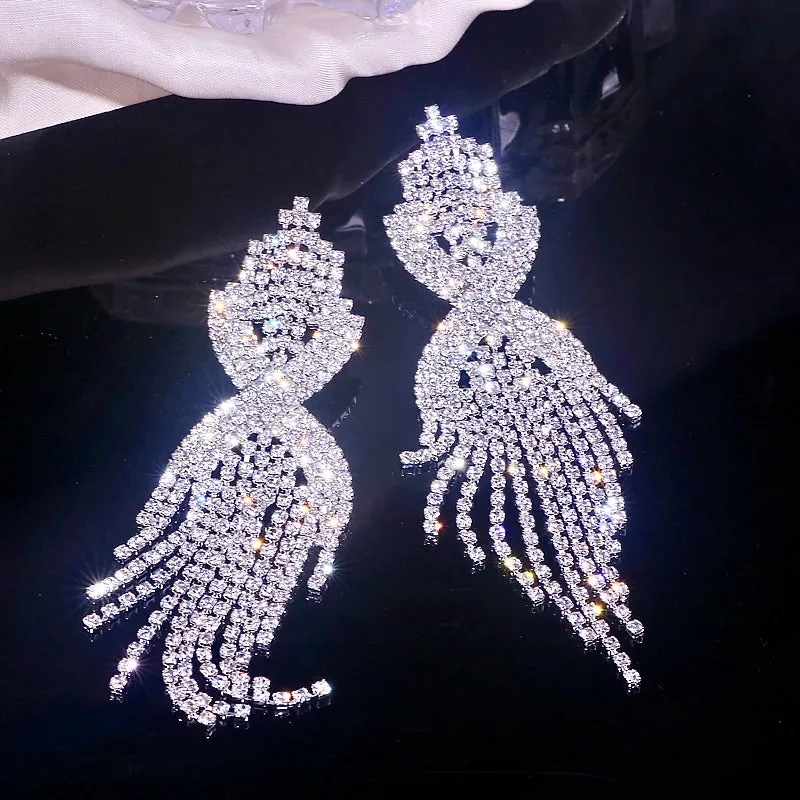 "Mackenzie" - Silver Rhinestone Bridal Earrings