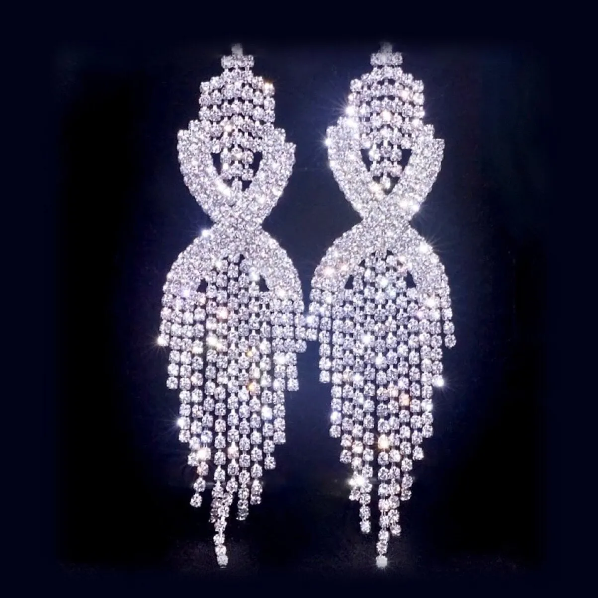 "Mackenzie" - Silver Rhinestone Bridal Earrings