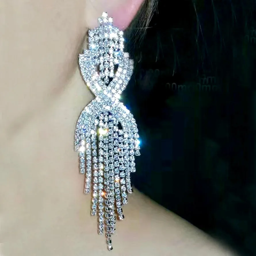 "Mackenzie" - Silver Rhinestone Bridal Earrings