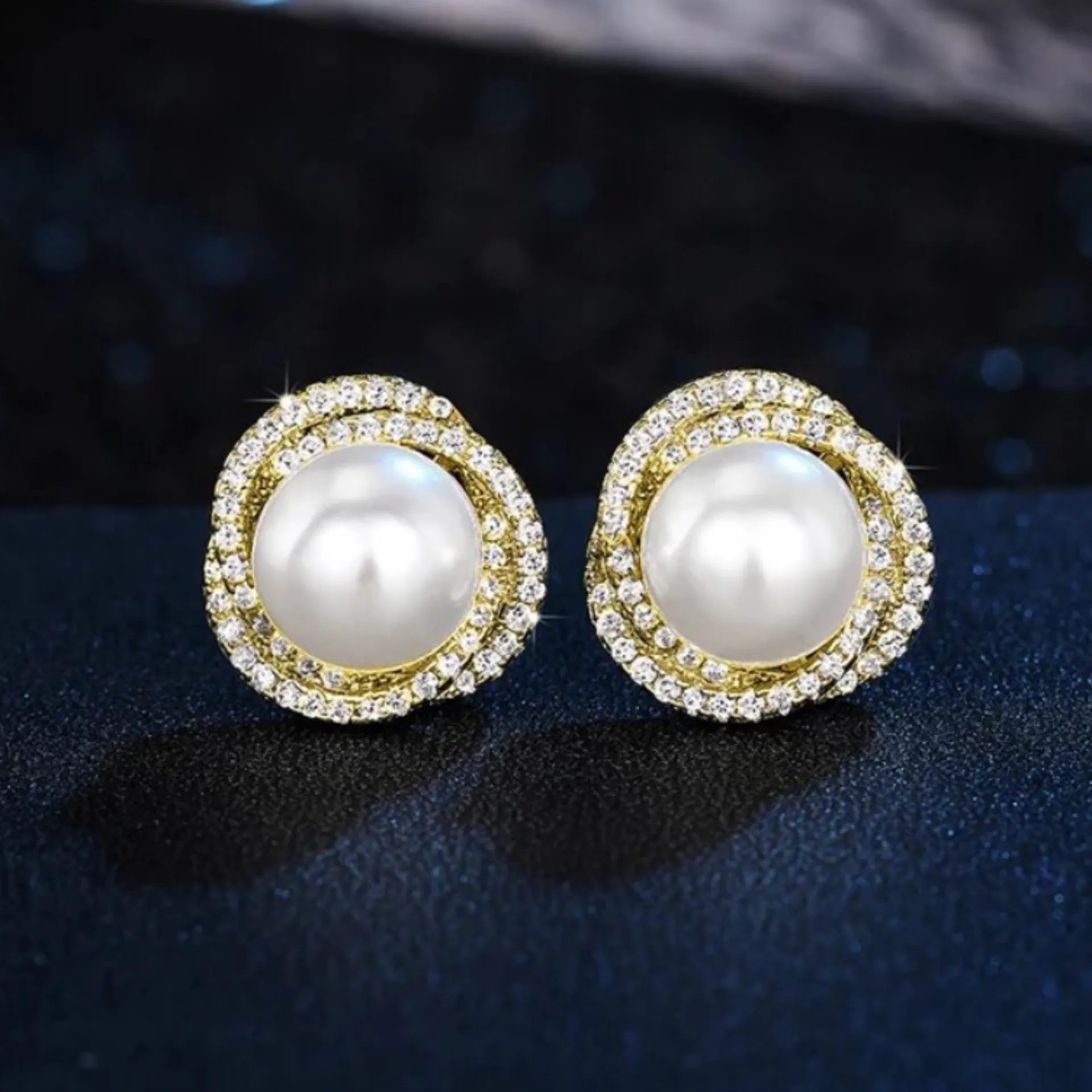 "Margaux" - Pearl and Cubic Zirconia Bridal Earrings - Available in Silver and Gold