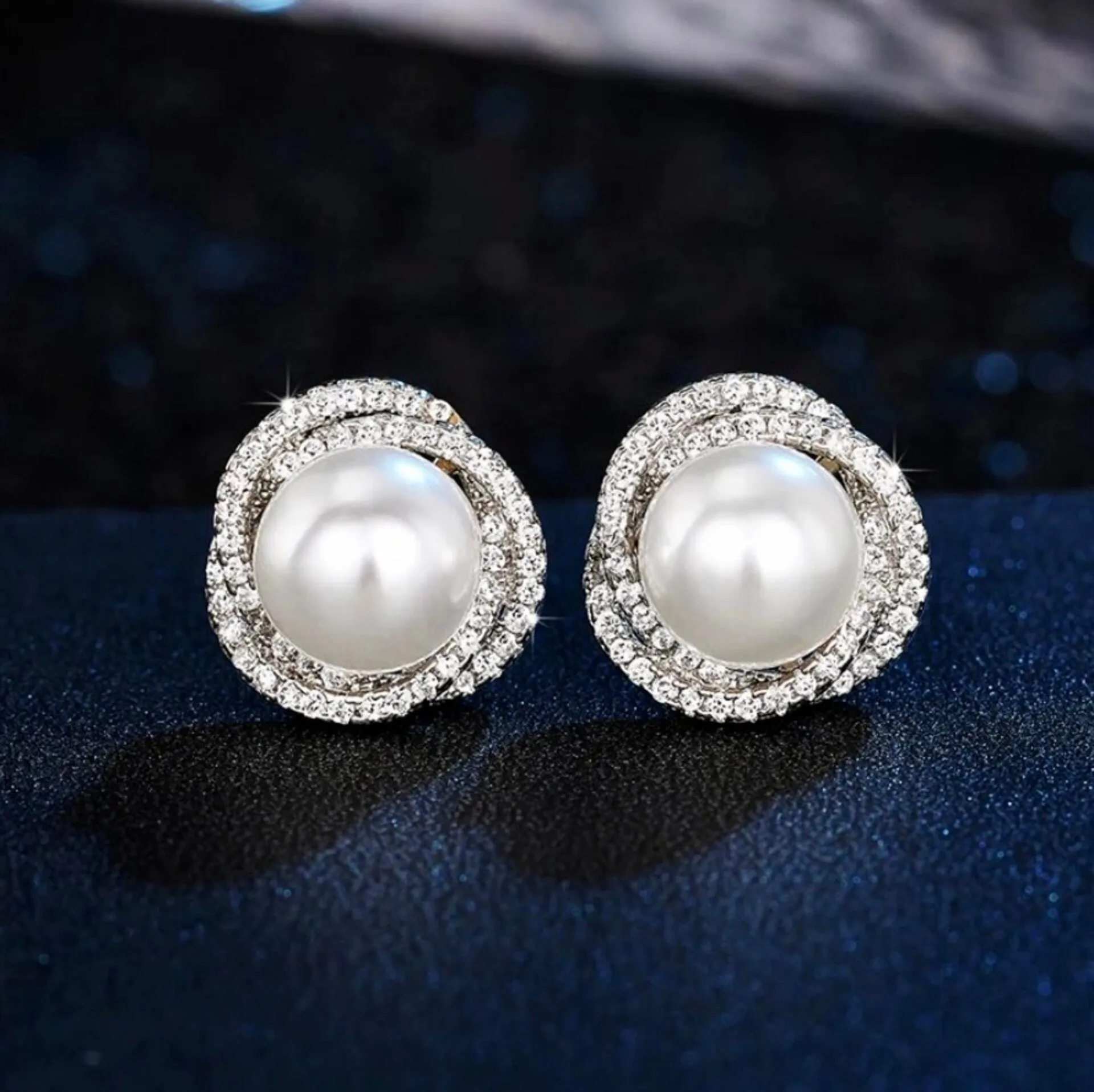 "Margaux" - Pearl and Cubic Zirconia Bridal Earrings - Available in Silver and Gold