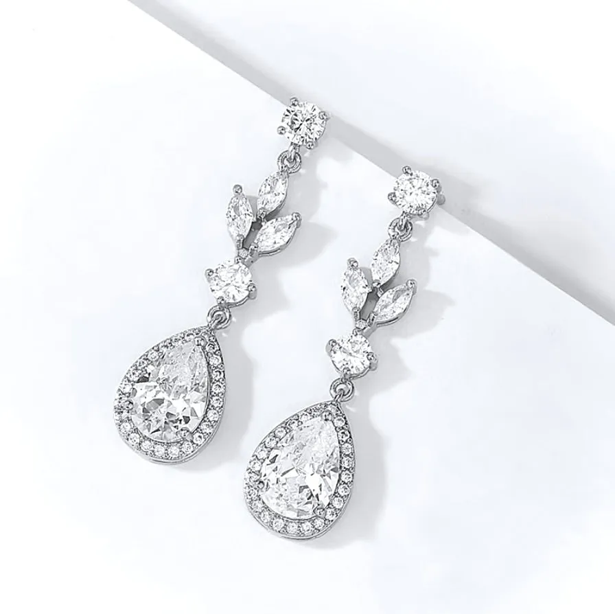 "Parker" - Cubic Zirconia Bridal Earrings - Available in Rose Gold, Silver and Yellow Gold