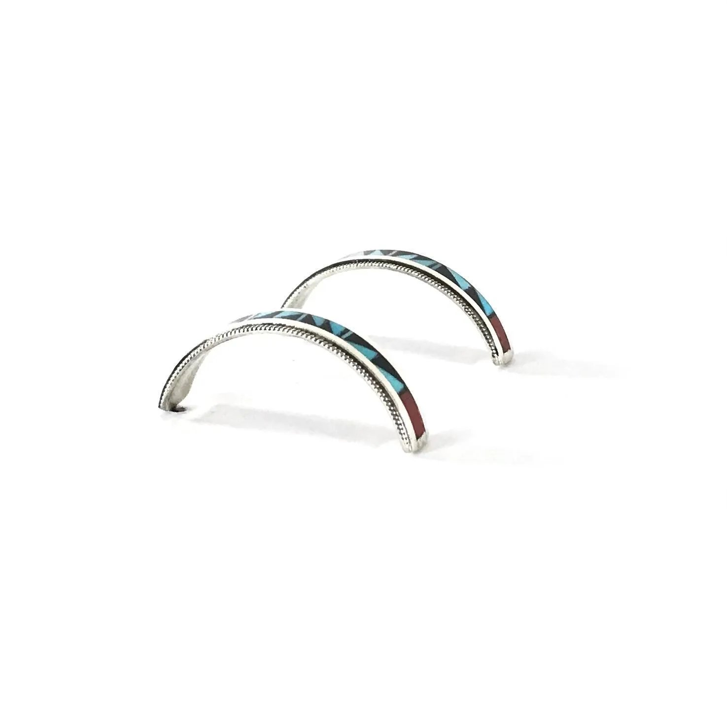 Ralph Weahkee Multi-Gemstone Inlay Half Hoop Earrings