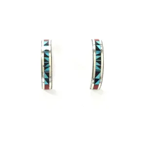 Ralph Weahkee Multi-Gemstone Inlay Half Hoop Earrings