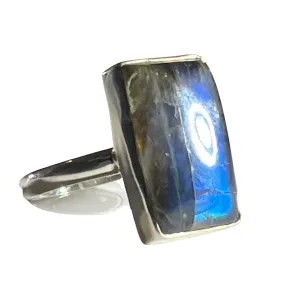 Rectangular Labradorite Ring