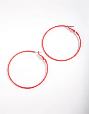 Red Simple Hoop Earrings