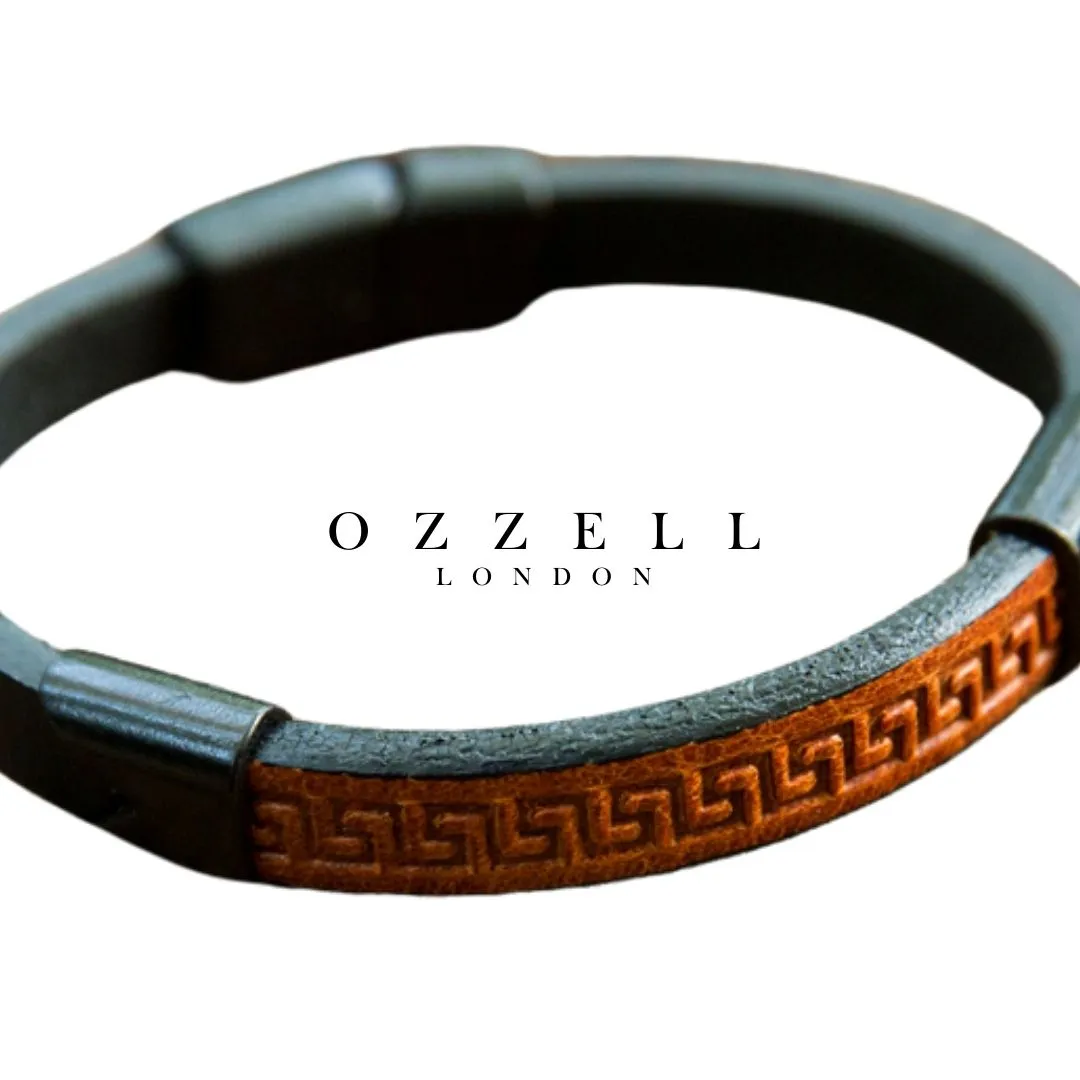 Roman Design Men's Stylish Leather Bracelet