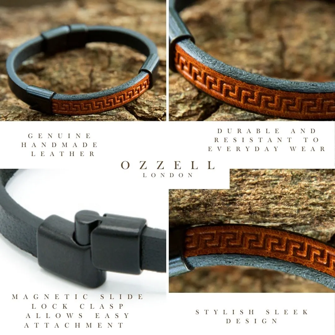 Roman Design Men's Stylish Leather Bracelet