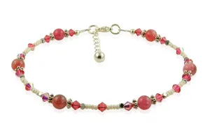 Romantic Pink Jade Gemstone Anklet