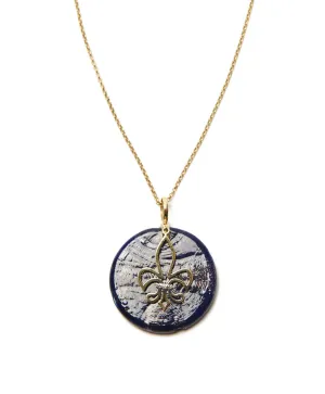 Round Blue Silver Pendant Necklace