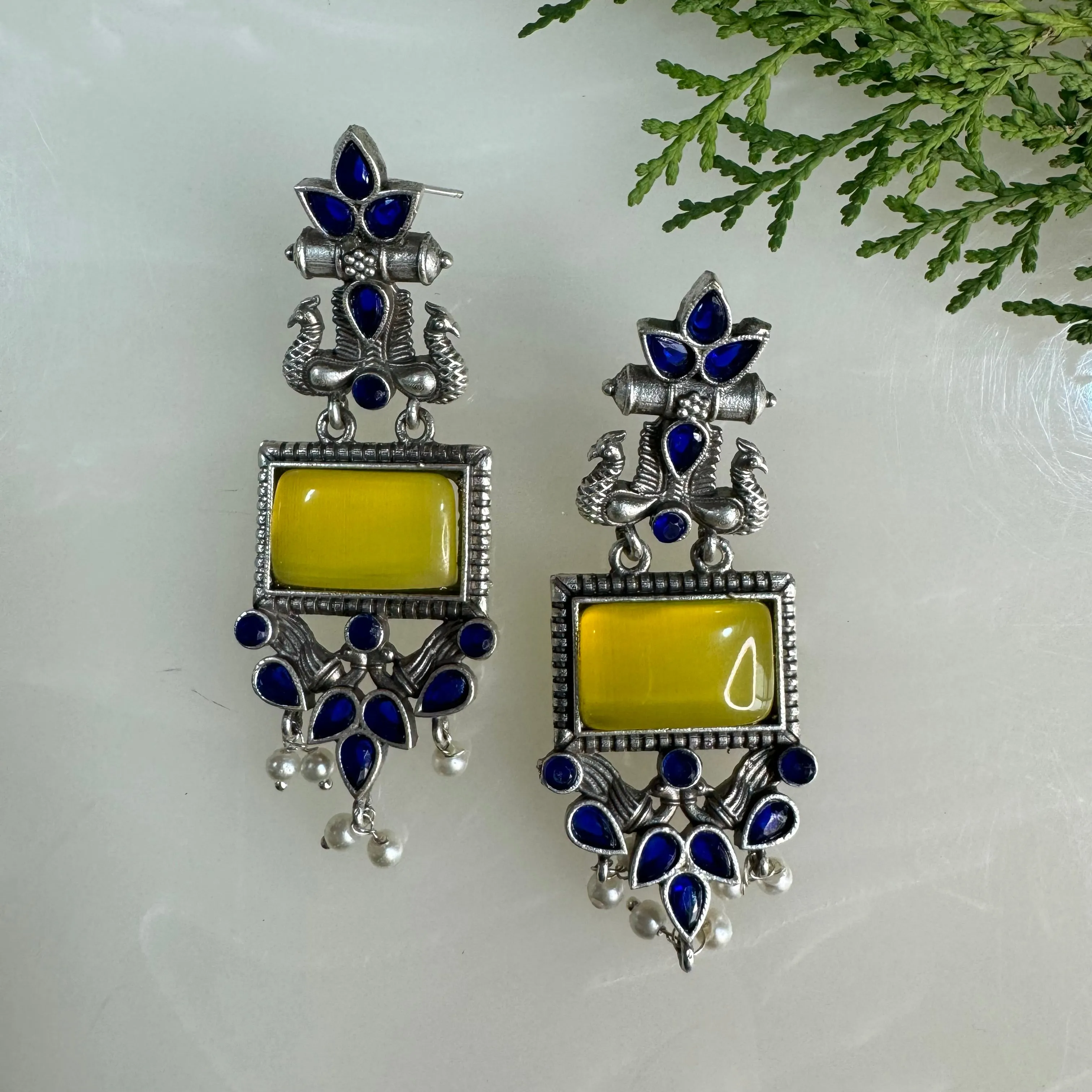 Salvanity German Silver Earrings - Gavaksh/Nimantran (The Window)