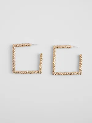 Scrunch Metal Square Hoop Earrings