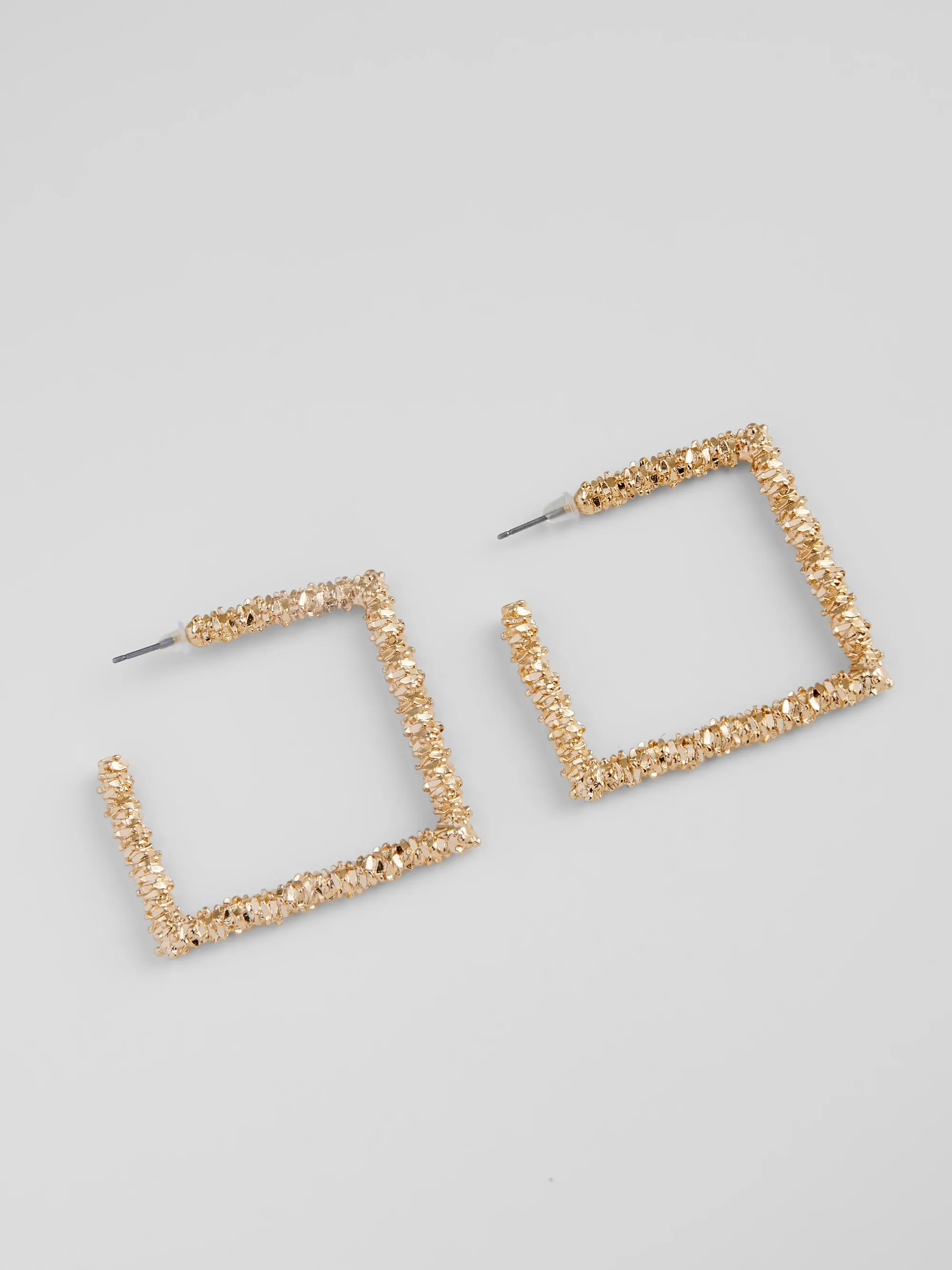 Scrunch Metal Square Hoop Earrings